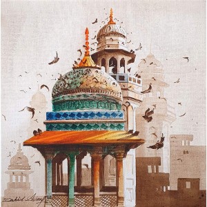 Zahid Ashraf, 12 x 12 inch, Acrylic on Canvas, Cityscape Painting, AC-ZHA-110